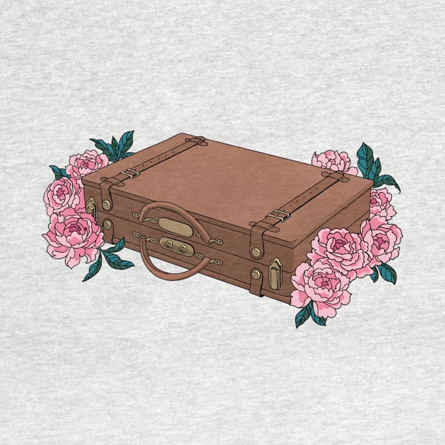 Vintage Briefcase with Soft Pink Flowers by phogar